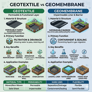 Geotextile vs Geomembrane: Functions and Applications